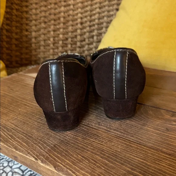 Etienne Aigner Espresso Loafers with Gold Accents - Picture 6 of 12